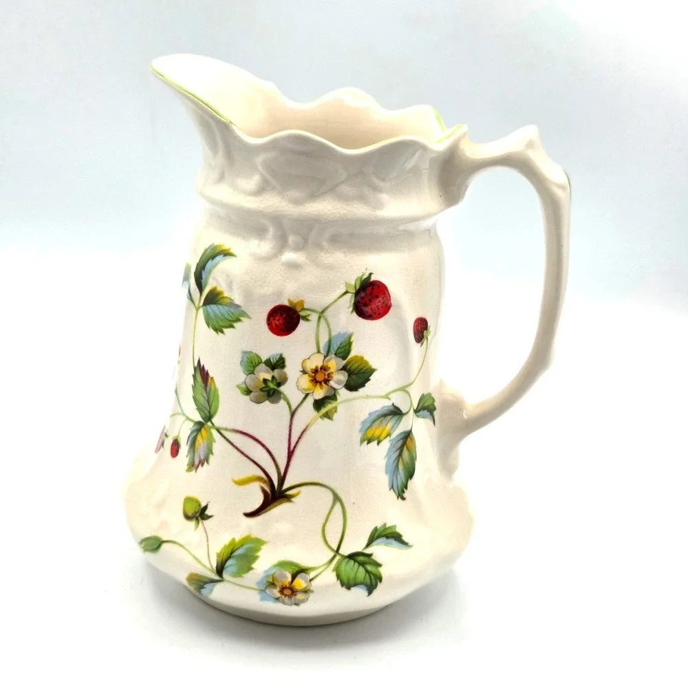James Kent Old Foley Strawberry Stoneware Pitcher‎ Made in England